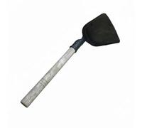 Jiuvaso Pelle de Cuisine Spatule Louche Wok Tournecuisson en Fonte Martelée Bord Courbé pour Wok Fond Rond Adaptée à la Cuisson au Wok Cuisine de Maison, M 30CM