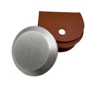 Jiuvaso Pierre à Aiguiser Portable Pierre à Aiguiser Affûteur Pierre à Aiguiser Diamant Meule Double Face Forme Ronde Pratique Étui Cuir PU Renforcé Adaptée, 180/320 Grains