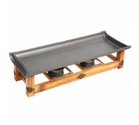 Jiuvaso Plat à Rôtir Support En Bois Qualité Plat à Rôtir Rectangulaire En Aluminium Robuste Plateau Barbecue pr Repas Partagés, XL