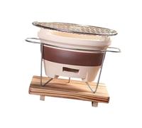 Jiuvaso Pottery Barbecue Foyer en Argile pour Grillade avec Ventilation Latérale et Plateau à Cendres Résistant et Léger pour Barbecue à Charbon Adapté, 20.3x13cm
