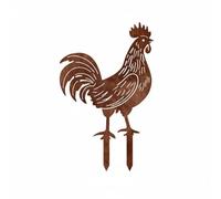 Jiuvaso Poule Ornementale Motif Jardin Tige Métal Vieillie Détail Soyeux Facile Positionnement Adaptée Extérieur Entrée Allée Massif Fleurs, Coq Ajouré