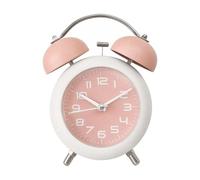 Jiuvaso Réveil Bureau Mécanique Classique Double Cloche Affichage Analogique à Chiffres Arabes pour Une Lecture Facile Convient pour Chambre à Coucher Bureau Salle D Étu, Rose