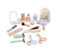 Jiuvaso Salon de Coiffure En Bois avec Sèche-cheveux, Jouet pour Jeu de Rôle et Mini Salon de Beauté Réaliste