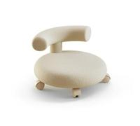 Jiuvaso Siège Roulant Enfant Tabouret Chaise Tabouret à roulettes Tabouret Bas Stable avec Dossier Ergonomique et Siège, Blanc Cassé, Dossier en Molleton D Agneau Blanc Cassé avec Roues en Riz