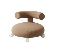 Jiuvaso Siège Roulant Enfant Tabouret Chaise Tabouret à roulettes Tabouret Bas Stable avec Dossier Ergonomique et Siège, Kaki, Dossier en Molleton D Agneau Kaki avec Roues en Riz