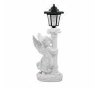 Jiuvaso Statuette Résine Ange Lampe Solaire Jardin Sculpture Statue Décoration Résine Résistant aux Intempéries LED Chaude 6 à 12 Heures Convient à Chemin Massif Pelouse, Girl Left Angel