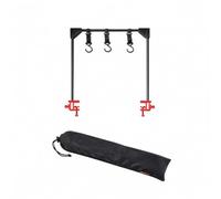 Jiuvaso Support de Montage Extérieur Support Lampe Porte Ustensiles Crochets Table Réglable Alliage Aluminium Compact Profil Fin Montage Rapide sans Perçage, Noir, Étagère De Bureau Suspendue