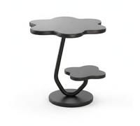 Jiuvaso Table de Chevet Fleur Table d'Appoint Table Basse Meuble d'Appoint Design Fleur avec Base Ronde pour Convient à Chambre Salon Appartement, Noir De Luxe