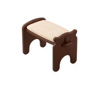 Jiuvaso Tabouret Chien Tabouret Pouf Repose-Pieds Ottoman Banc Chaussures en Bois Massif avec Structure Stable et Assise Douce Adapté à l'Entrée Chambre Salon, Noyer