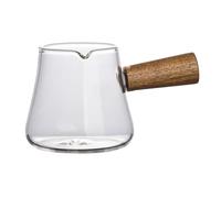 Jiuvaso Tasse à Expresso En Verre Transparent avec Poignée Bois Pichet pour Café Carafe pour Lait Gobelet Mesure Liquide Design à Bec Verseur Unique Ad, 110 ml