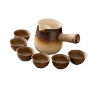 Jiuvaso Théière Céramique Infuseur Filtre Fleur Bouilloire Réchauffement Soutient Conservation Chaleur Convient Service Thé Maison Cuisine Bureau Extérieur, Brun