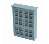 Jiuvaso Vitrine Ppées Panneaux tes Fonctionnel Meuble D'exposition Miniature en MDF Style Cottage pr Modélisme DIY, Bleu
