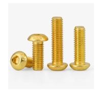 jiuxinyun Vis Ti Glod M2 M2.5 M3 M4 M5, tête de bouton ronde plaquée titane doré, vis à douille hexagonale longueur 5-30mm 5-10 pièces(M2.5x10mm 10pcs)