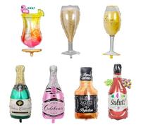 jiuzcare Champagne Gonflable 7 Pièces Bier Helium Foil Ballons Géant Ballon Whisky Bière Coupe Bouteille Champagne Flamant Aluminium Ballons Bouteille Gonflable pour Party Anniversaire Mariage Décor