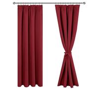 JIUZHEN Décorations de Noël Rideaux Occultants Galon Fronceur pour Rail Lot de 2 Rideau Isolant Thermique Anti UV Double Bloquer Lumiere pour Salon Chambre 140x225cm(LxH) Rouge
