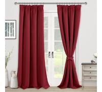 JIUZHEN Décorations de Noël Rideaux Occultants Galon Fronceur pour Rail Lot de 2 Rideau Isolant Thermique Anti UV Double Bloquer Lumiere pour Salon Chambre 228x228cm(LxH) Rouge