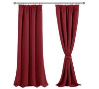 JIUZHEN Décorations de Noël Rideaux Occultants Galon Fronceur pour Rail Lot de 2 Rideau Isolant Thermique Anti UV Double Bloquer Lumiere pour Salon Chambre 167x228cm(LxH) Rouge