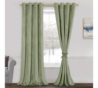 JIUZHEN Lot de 2 Rideaux en Velours Vert Sauge - Rideaux occultants écoénergétiques pour fenêtre de Chambre à Coucher, Salon, Bureau à Domicile, Balcon - 132 x 213 cm (l x L)