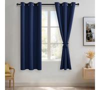 JIUZHEN Lot de 2 Rideaux occultants à œillets avec embrasses, Isolation Thermique, Blocage de la lumière et réduction du Bruit pour Chambre à Coucher et Salon, 106,7 x 160 cm de Long, Bleu Marine