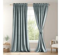 JIUZHEN Lot de 2 Rideaux occultants en Velours avec Passe-Tringle pour Salon, Chambre à Coucher, Salle à Manger, Chambre à Coucher, Bleu Pierre, 132,1 x 243,8 cm (l x L)