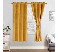 JIUZHEN Lot de 2 Rideaux Velours Occultants Doux et Opaques Rideaux à Oeillets Rideau Thermique Isolant Anti Chaleur et Frois pour Chambre Décoration 140x175cm (LxH) Warm Glod