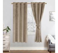 JIUZHEN Lot de 2 Rideaux Velours Occultants Doux et Opaques Rideaux à Oeillets Rideau Thermique Isolant Anti Chaleur et Frois pour Chambre Décoration 140x175cm (LxH) Taupe