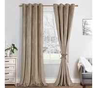 JIUZHEN Lot de 2 Rideaux Velours Occultants Doux et Opaques Rideaux à Oeillets Rideau Thermique Isolant Anti Chaleur et Frois pour Chambre Décoration 140x245cm (LxH) Taupe