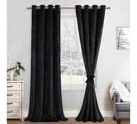 JIUZHEN Lot de 2 Rideaux Velours Occultants Doux et Opaques Rideaux à Oeillets Rideau Thermique Isolant Anti Chaleur et Frois pour Chambre Décoration 140x245cm (LxH) Noir