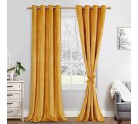 JIUZHEN Lot de 2 Rideaux Velours Occultants Doux et Opaques Rideaux à Oeillets Rideau Thermique Isolant Anti Chaleur et Frois pour Chambre Décoration 140x280cm (LxH) Warm Glod