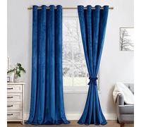 JIUZHEN Lot de 2 Rideaux Velours Occultants Doux et Opaques Rideaux à Oeillets Rideau Thermique Isolant Anti Chaleur et Frois pour Chambre Décoration 140x245cm (LxH) Bleu Marine