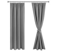 JIUZHEN Rideaux Occultants Galon Fronceur pour Rail Lot de 2 Rideau Isolant Thermique Anti UV Double Rideaux Decoration Bloquer Lumiere pour Salon Chambre 117x228cm(LxH) Gris Girs