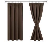 JIUZHEN Rideaux Occultants Galon Fronceur pour Rail Lot de 2 Rideau Isolant Thermique Anti UV Double Rideaux Decoration Bloquer Lumiere pour Salon Chambre 117x137cm(LxH) Marron