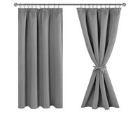 JIUZHEN Rideaux Occultants Galon Fronceur pour Rail Lot de 2 Rideau Isolant Thermique Anti UV Double Rideaux Decoration Bloquer Lumiere pour Salon Chambre 167x137cm(LxH) Gris Girs