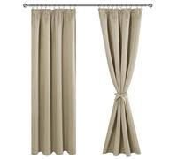 JIUZHEN Rideaux Occultants Galon Fronceur pour Rail Lot de 2 Rideau Isolant Thermique Anti UV Double Rideaux Decoration Bloquer Lumiere pour Salon Chambre 167x228cm(LxH) Taupe