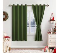 JIUZHEN Rideaux Occultants Rideau Thermique Isolant Anti Chaleur Lot de 2 Rideaux à Oeillets Isolation Lumiere Anti UV pour Chambre Maison Salon 140x175cm(LxH Vert Olive