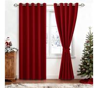 JIUZHEN Rideaux Occultants Rideau Thermique Isolant Anti Chaleur Lot de 2 Rideaux à Oeillets Isolation Lumiere Anti UV pour Chambre Maison Salon 167x228cm(LxH Rouge