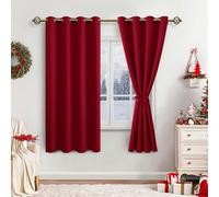JIUZHEN Rideaux Occultants Rideau Thermique Isolant Anti Chaleur Lot de 2 Rideaux à Oeillets Isolation Lumiere Anti UV pour Chambre Maison Salon 132x137cm(LxH Rouge