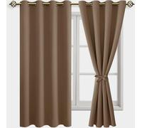 JIUZHEN Rideaux Occultants Rideau Thermique Isolant Anti Chaleur Lot de 2 Rideaux à Oeillets Isolation Lumiere Anti UV pour Chambre Maison Salon 132x160cm(LxH Cappuccino