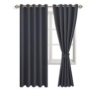 JIUZHEN Rideaux Occultants Rideau Thermique Isolant Anti Chaleur Lot de 2 Rideaux à Oeillets Isolation Lumiere Anti UV pour Chambre Maison Salon 167x228cm(LxH Gris Foncé