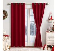 JIUZHEN Rideaux Occultants Rideau Thermique Isolant Anti Chaleur Lot de 2 Rideaux à Oeillets Isolation Lumiere Anti UV pour Chambre Maison Salon 140x200cm(LxH Rouge