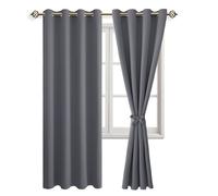 JIUZHEN Rideaux Occultants Rideau Thermique Isolant Anti Chaleur Lot de 2 Rideaux à Oeillets Isolation Lumiere Anti UV pour Chambre Maison Salon 140x245cm(LxH Gris