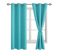 JIUZHEN Rideaux Occultants Rideau Thermique Isolant Anti Chaleur Lot de 2 Rideaux à Oeillets Isolation Lumiere Anti UV pour Chambre Maison Salon 106x160cm(LxH Turquoise