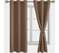 JIUZHEN Rideaux Occultants Rideau Thermique Isolant Anti Chaleur Lot de 2 Rideaux à Oeillets Isolation Lumiere Anti UV pour Chambre Maison Salon 106x160cm(LxH Cappuccino