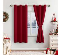 JIUZHEN Rideaux Occultants Rideau Thermique Isolant Anti Chaleur Lot de 2 Rideaux à Oeillets Isolation Lumiere Anti UV pour Chambre Maison Salon 106x160cm(LxH Rouge