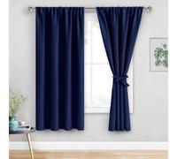JIUZHEN Rosette Lot de 2 Rideaux occultants pour Salon et Chambre à Coucher - Isolation Thermique - avec embrasses - 106,7 x 160 cm de Long - Bleu Marine