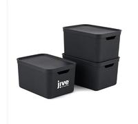 Jive Boîte de rangement avec couvercle 16 L x 3 rangement cuisine gris