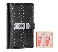 Jiwyunlu Carnet d'Épargne avec Serrure à Code 3 Chiffres - Organisateur Budget 100 Poches 17.8x11 cm - Portefeuille Sécurisé pour Argent, Cartes, Voyage, et Entreprise