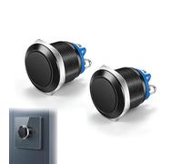 JIXLOUR 2pcs Bouton-Poussoir Momentané 22MM IP65, Coque en Alliage d'Aluminium Étanche, 3A/12V 24V 36V DC 110V 250VAC, 1NO SPST, Borne à Vis (Coque Noire)