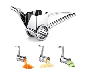 JIZZU 3 en 1 Râpe à Fromage Rotative Manuelle, Avec 3 Tambours Inox Pro | Râpe à Parmesan, Moulin à Râper pour Fromages à Pâte Dure, Légumes, Fruits, Chocolat, Noix, Compatible Lave-vaisselle