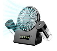 JIZZU Ventilateur de Table Portable avec 2 humidificateurs à pulvérisation | Mini Ventilateur USB avec 4 Vitesses de Vent Réglables, Petit Fan Silencieux avec Affichage LED pour la Maison, Bureau, Noir